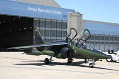 Alpha Jet in front of NASA Ames Research Center hangar